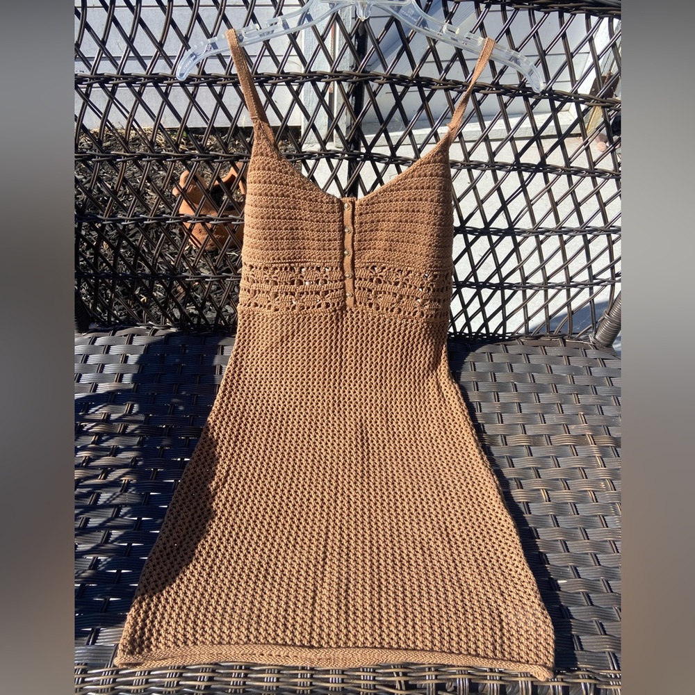 Aerie crochet brown dress NWOT
